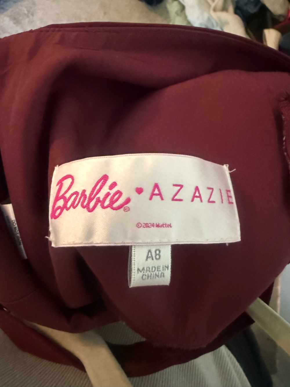 Azazie and Barbie Collab Elegant Burgundy Halter Dress - Sleeveless Evening Gown - Picture 5 of 8